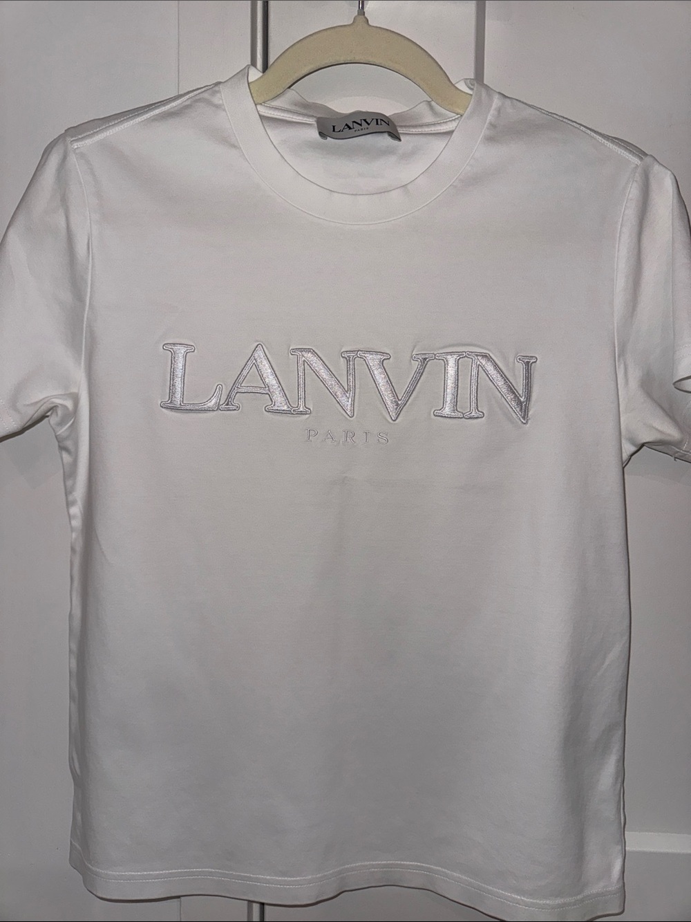 Lanvin White Embroidered Logo Short Sleeve Tee